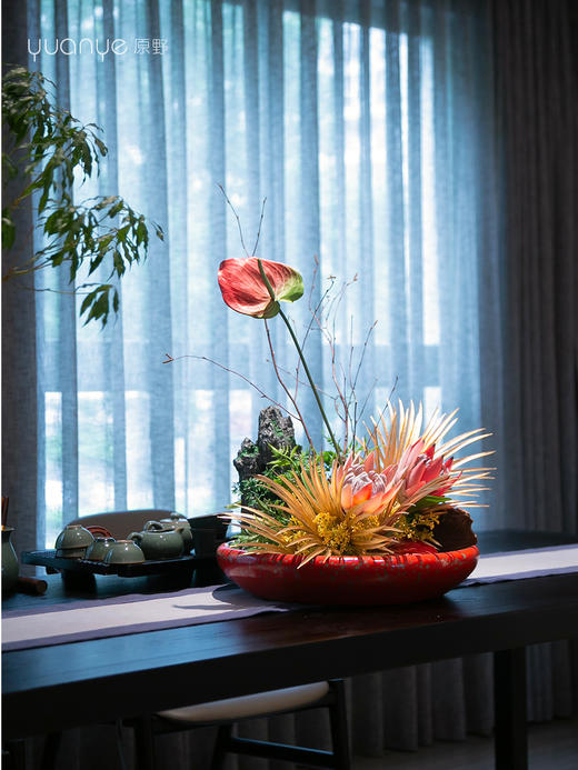 酒店高端餐桌花摆花茶桌花茶台餐厅客厅玄关摆设件茶几装饰仿真花 商品图1