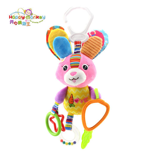 【萌趣车床挂】Happy monkey婴儿玩具0-1岁车挂床挂牙胶镜子摇铃安抚宝宝玩具 商品图6