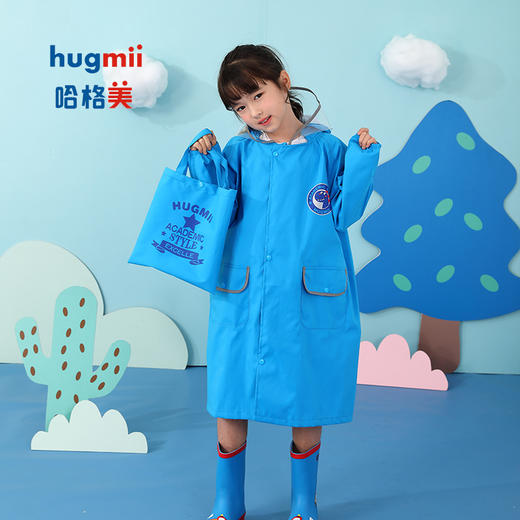 hugmii哈格美儿童学院风书包位雨衣透明猫眼儿童雨披 商品图6