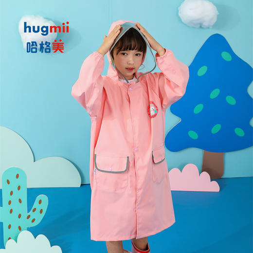 hugmii哈格美儿童学院风书包位雨衣透明猫眼儿童雨披 商品图1