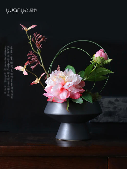 新中式高档仿真花艺摆件酒店餐厅客厅茶室茶几餐桌面盆景软装饰品 商品图0