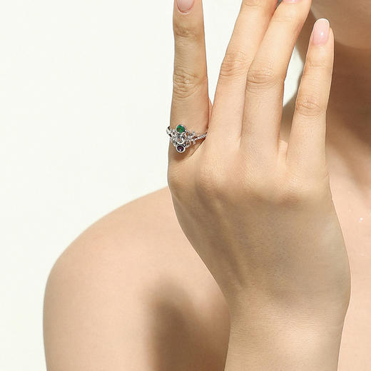 【花园】JULEE JULEE茱俪珠宝 18K白金祖母绿紫水晶白蓝宝钻石戒指 商品图2