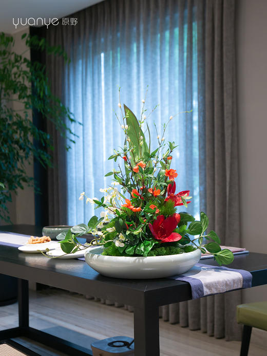 酒店高端餐桌花摆花茶桌花茶台餐厅客厅玄关摆设件茶几装饰仿真花 商品图2