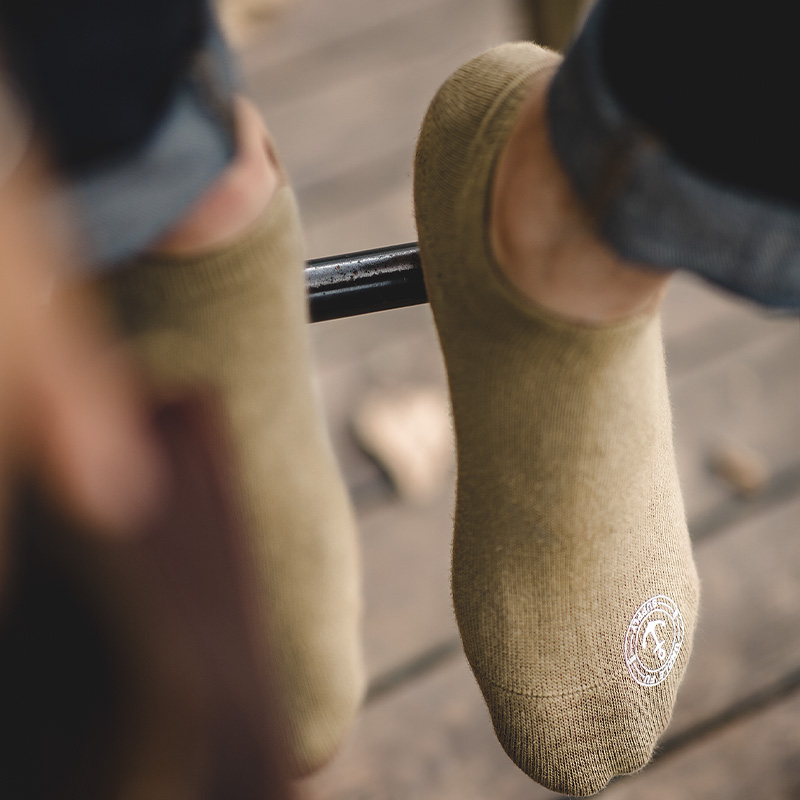 工装优选美式复古硅胶防滑精梳棉船袜短袜美式纯色吸汗薄袜子春男