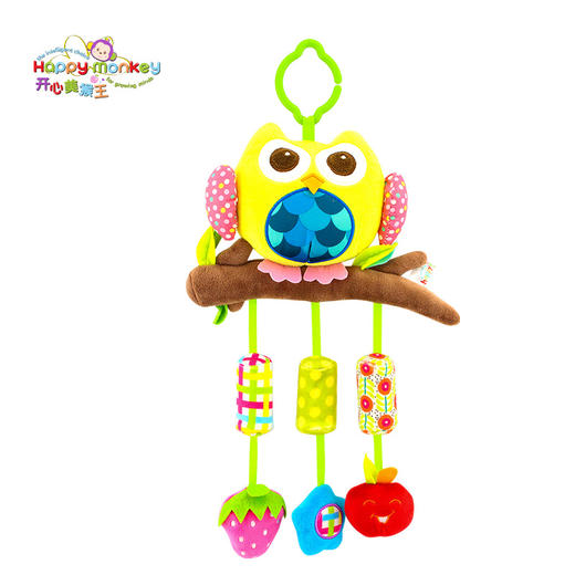 【动物风铃 安抚入睡】Happy monkey婴儿玩具摇铃床挂婴儿车挂牙胶响纸毛绒安抚宝宝玩具 商品图6