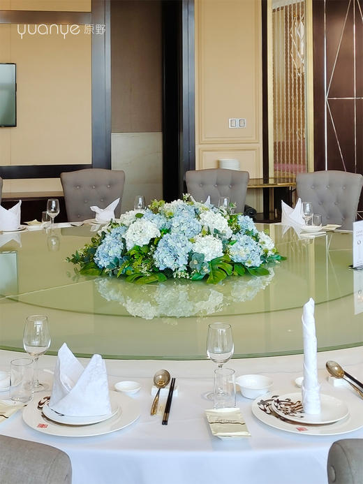 酒店餐桌花大圆桌中间转盘摆花饭店餐厅包厢高端仿真花装饰花摆设 商品图4