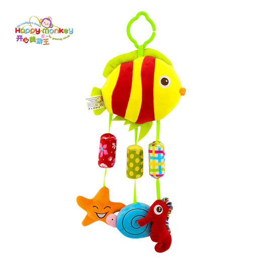 【动物风铃 安抚入睡】Happy monkey婴儿玩具摇铃床挂婴儿车挂牙胶响纸毛绒安抚宝宝玩具 商品图5