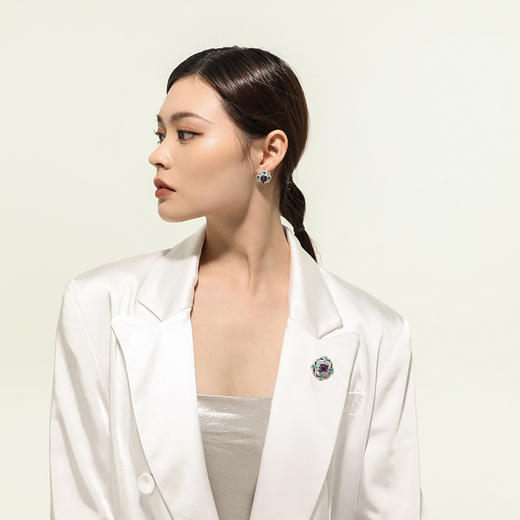 【经纬】JULEE JULEE茱俪珠宝 18K白金 紫水晶 祖母绿 白蓝宝钻石吊坠/胸针两用款 商品图4