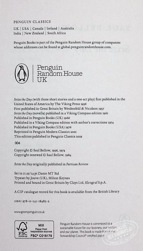 【中商原版】及时行乐，只争朝夕 英文原版 Seize the Day Saul Bellow Penguin UK 美国现当代文学 商品图4