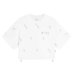 【S/M/XL断码】中国李宁短袖T恤女2022秋季宽松休闲体恤女子短款半袖AHSSB32【库存有限，如无货将做退款，介意慎拍】