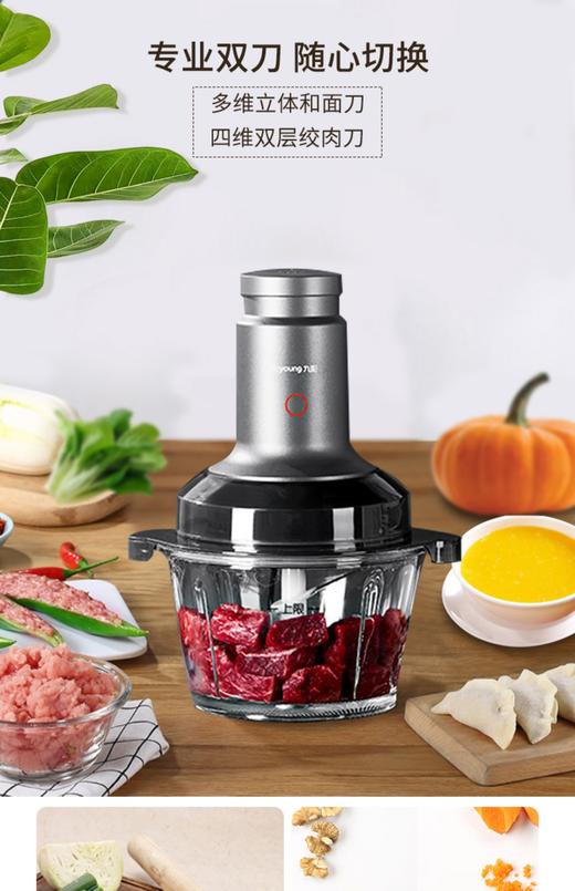 九阳绞肉机S22-LA991新款家用电动小型多功能搅拌打馅和面一体机 商品图5