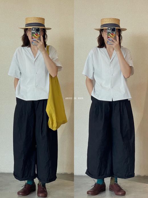 apuntob 黑色皱褶阔腿裤休闲裤 商品图2