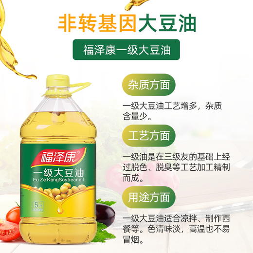 福泽康非转基因一级大豆油5L/桶 商品图3