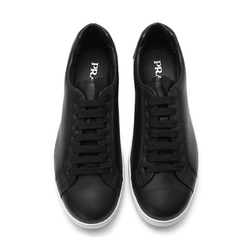 PRADA 普拉达 男士皮革字母徽标印花系带休闲运动鞋 黑色 4E3299 3KE5 F0967 商品图1