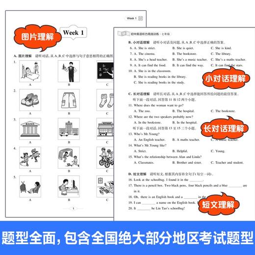 周计划:初中英语听力高效训练.七年级 商品图2