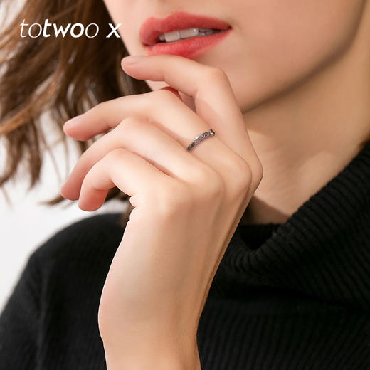totwoo xS925银镀K金浪漫定情信物一心一意情侣对戒 送男女友 商品图4
