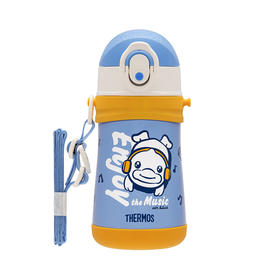 德国Thermos膳魔师 B.duck系列高真空不锈钢吸管杯宝宝学饮杯婴儿水杯 潮酷牛仔 320ml