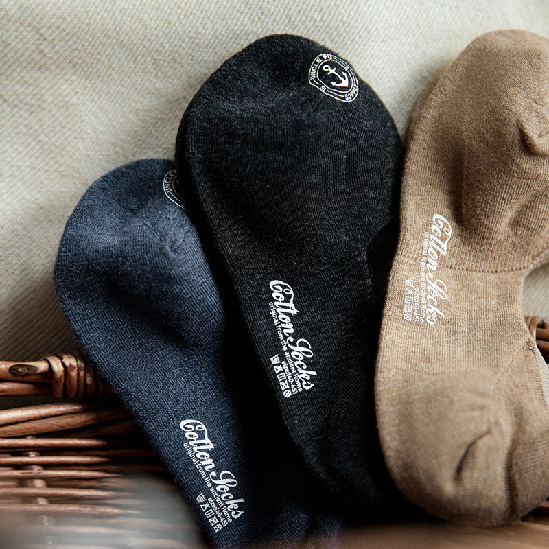 工装优选 复古防臭吸汗薄款船袜夏季低帮印花浅口硅胶隐形袜子男