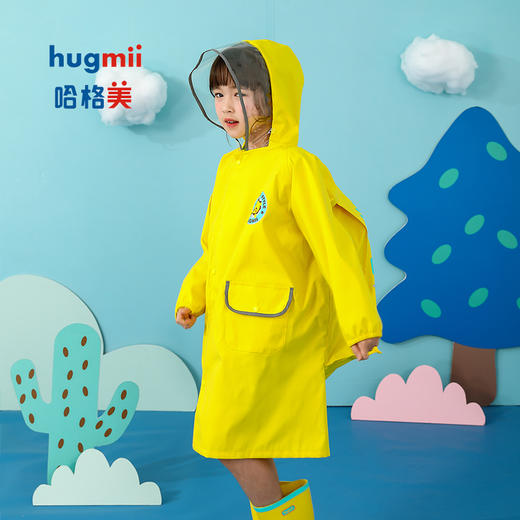 hugmii哈格美儿童学院风书包位雨衣透明猫眼儿童雨披 商品图3