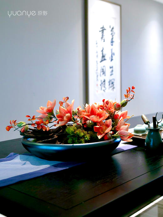 茶桌花茶台高端餐桌花摆花酒店餐厅客厅玄关摆设件茶几装饰仿真花 商品图0