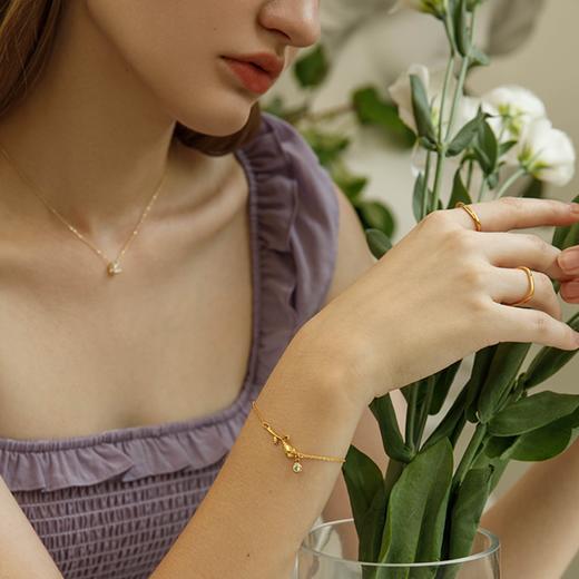 【包邮】Oflye潮流饰品 天然珍珠抽拉式手链女金属玫瑰吊坠锆石镶嵌气质饰品 商品图4