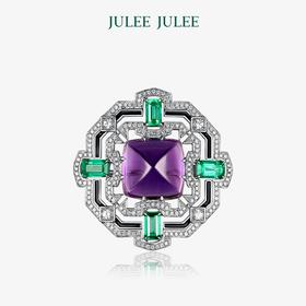 【经纬】JULEE JULEE茱俪珠宝 18K白金 紫水晶 祖母绿 白蓝宝钻石吊坠/胸针两用款