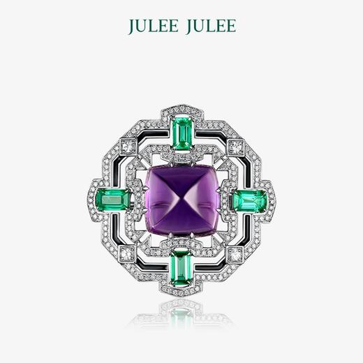 【经纬】JULEE JULEE茱俪珠宝 18K白金 紫水晶 祖母绿 白蓝宝钻石吊坠/胸针两用款 商品图0