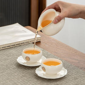 常生源 羊脂玉瓷茶具套装 家用整套白瓷陶瓷功夫茶具礼盒装 金玉送福