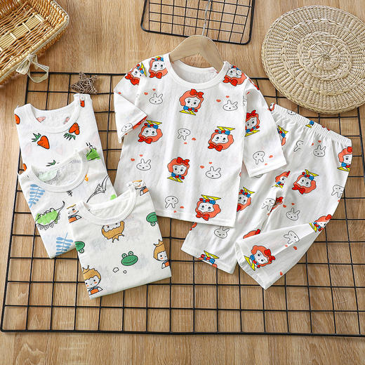 【49元买一套送一套】儿童纯棉A类家居服七分袖睡衣空调服套装 商品图0