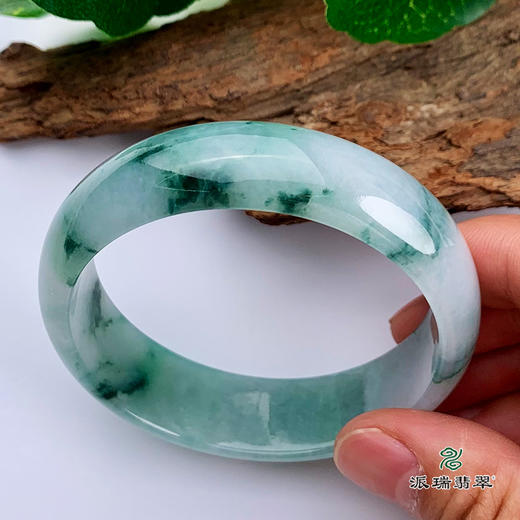 派瑞翡翠 翡翠手镯 糯种 飘花 商品图3