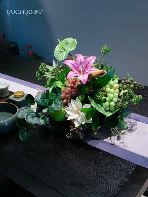 茶桌花茶台高端餐桌花摆花酒店餐厅客厅玄关摆设件茶几装饰仿真花 商品图1