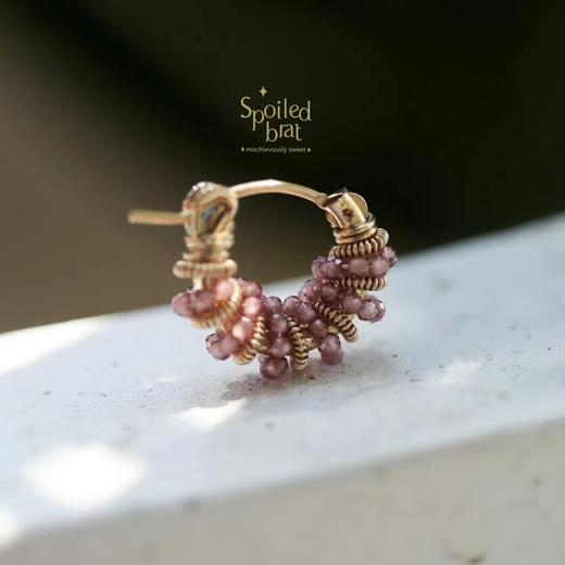 SpoiledBrat Jewelry金色螺旋耳圈系列 | 石榴石款 商品图2