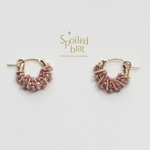 SpoiledBrat Jewelry金色螺旋耳圈系列 | 石榴石款 商品图0