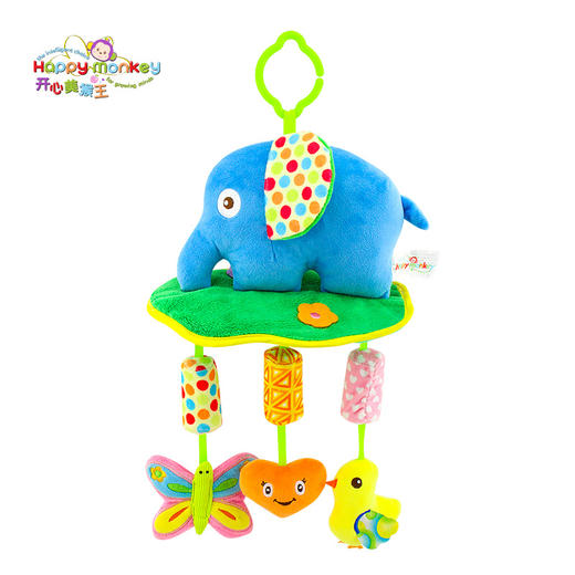 【动物风铃 安抚入睡】Happy monkey婴儿玩具摇铃床挂婴儿车挂牙胶响纸毛绒安抚宝宝玩具 商品图7