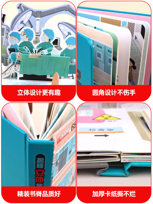 医院立体书 揭秘系列3d立体翻翻书绘本故事书儿童3-6-8岁以上宝宝婴幼儿早教书籍启蒙情景认知一岁2岁科普百科三地趣味关推拉书 商品图4