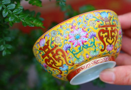 珐琅彩寿字纹内青花七碗茶诗杯 商品图0