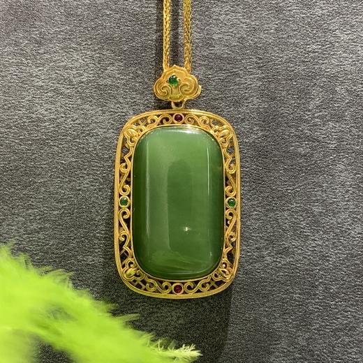 【御珠宫坊】金镶碧玉猫眼吊坠 商品图0