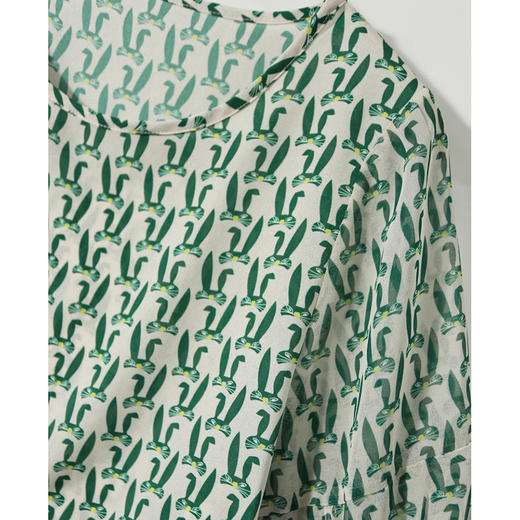 清爽夏日小兔子头像显瘦/灯笼袖减龄印花时尚小上衣女 RWQ1391 商品图2