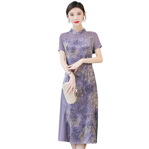 气质旗袍连衣裙2022夏装新款时尚洋气修身大码连衣裙 XYX9506 商品图2