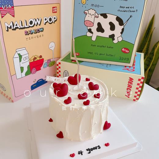 ins红色爱心简约情人节七夕蛋糕-低糖处理无添加 商品图0