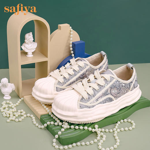 Safiya索菲娅贝壳头刺绣蕾丝溶解底休闲鞋2022秋新款SF23112403 商品图11