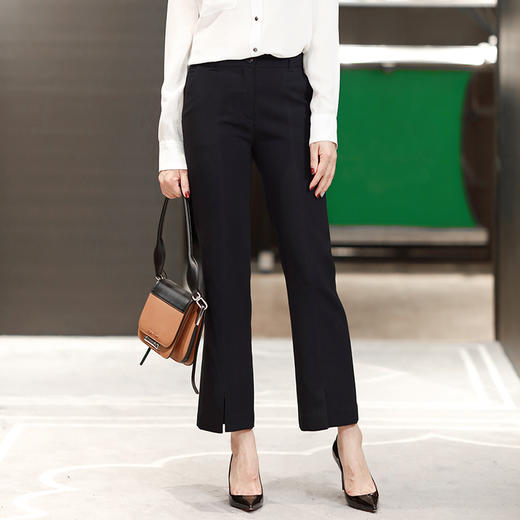 【私服清仓不退换】前后中缝下摆开叉通勤OL小西裤显瘦微喇叭九分西装裤 商品图1