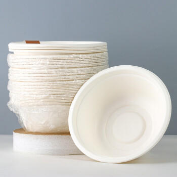 芳草地一次性纸碗500ml*40只 可降解汤饭碗餐碗面碗 户外烧烤水果打包碗 商品图0