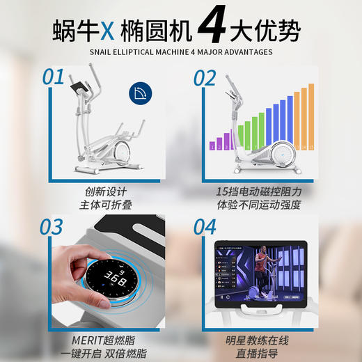 MERACH麦瑞克蜗牛X智能后驱椭圆机【下单前100名用户送价值99元跳绳垫，颜色随机】 商品图3