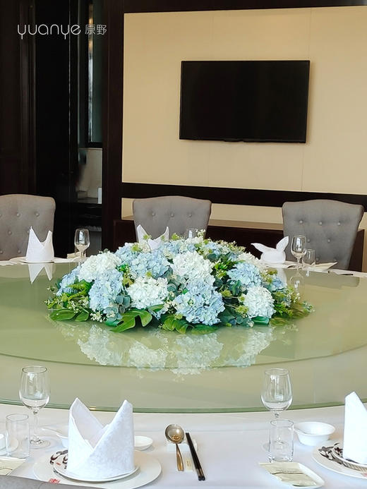 酒店餐桌花大圆桌中间转盘摆花饭店餐厅包厢高端仿真花装饰花摆设 商品图2