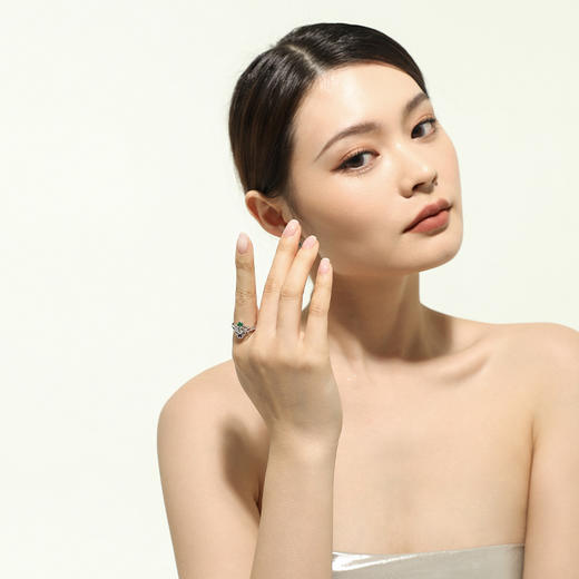 【花园】JULEE JULEE茱俪珠宝 18K白金祖母绿紫水晶白蓝宝钻石戒指 商品图3