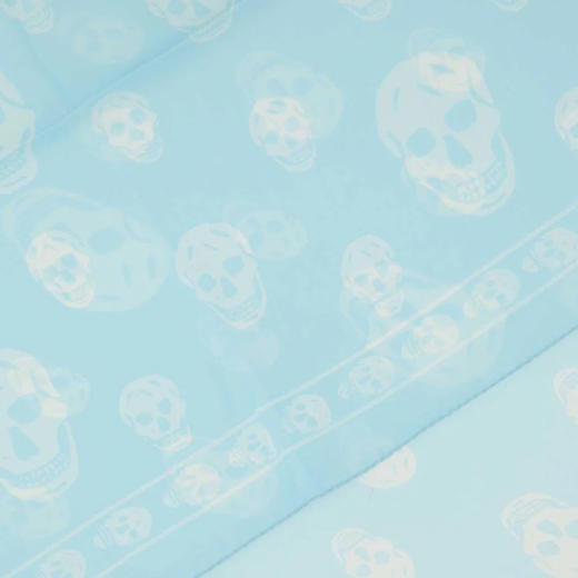 ALEXANDER MCQUEEN 亚历山大.麦昆 女士骷髅印花真丝围巾 浅蓝色 557717 3052Q 3977 商品图1