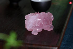 天然粉晶龙龟摆件