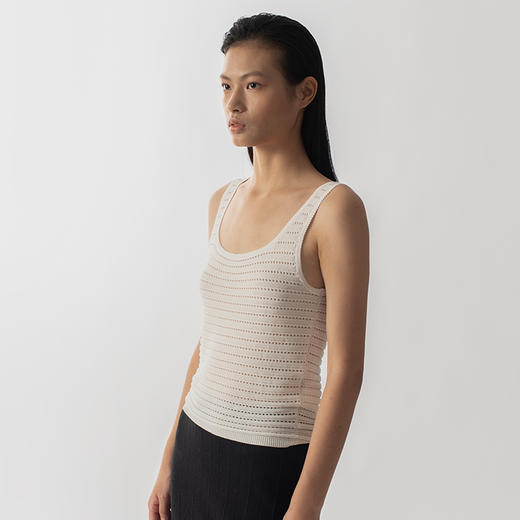 322工房16针2股纱挑孔打花鼓波针法纯棉挑孔针织背心 商品图2