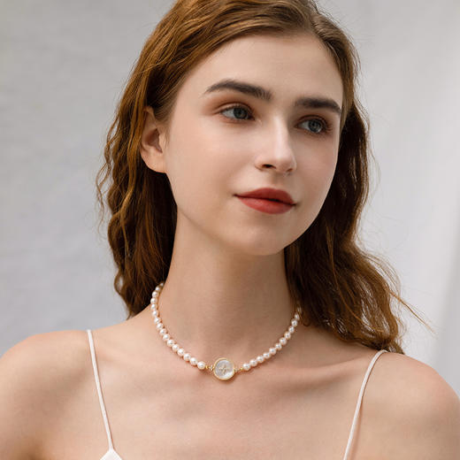 Manreya玛芮雅「以爱之名-爱若星河」淡水AK珍珠法式项链 商品图4